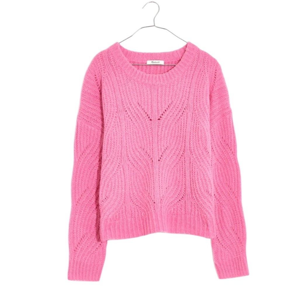 MADEWELL Heather Petunia Alpaca Blend Charley Pullover Pointelle Sweater XS